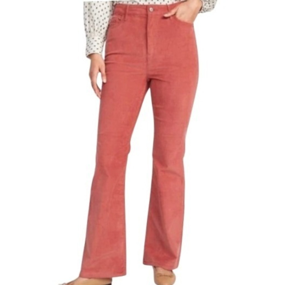 Old Navy Womens 22 Higher High Waisted Flare Corduroy Pants in Spice Girl NWT